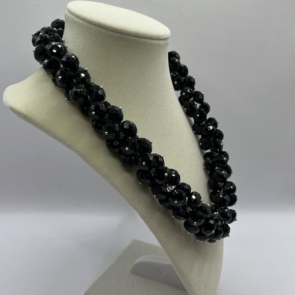 Elegant Black Beaded Necklace Statement Large Bold - Picture 3 of 9